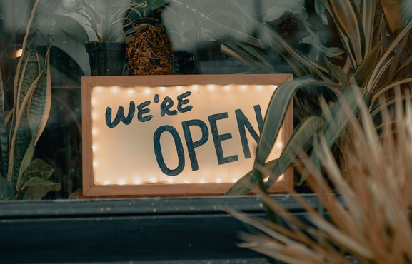 Open sign in shop