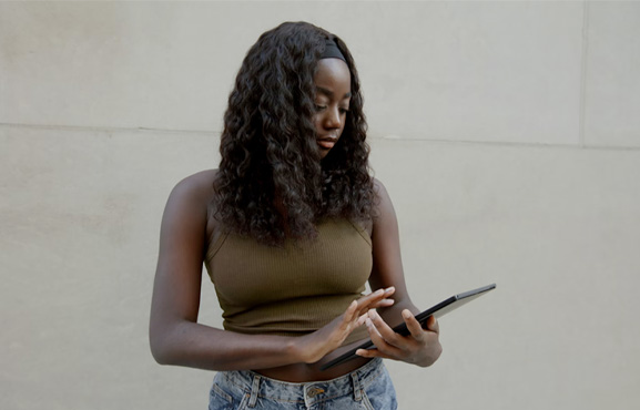 Woman using tablet